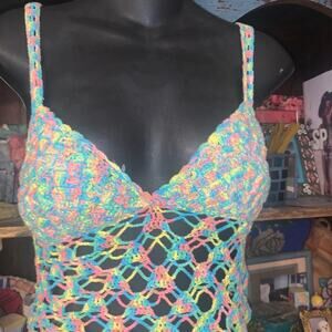 UNIF BOHO MULTI COLOR CROCHET FESTIVAL TOP S